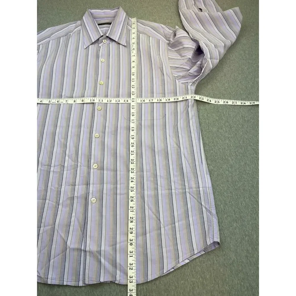Ermenegildo Zegna Shirt Mens XL Striped Cotton‎ Blend Button Up Made Italy